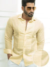 Armin Yellow Solid Full Sleeve Single Cuff Slim Fit Party Wear Blended Shirt