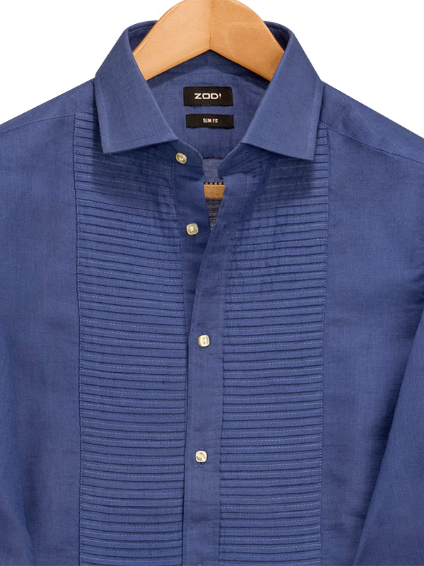 Armin Cobalt Solid Full Sleeve Single Cuff Slim Fit  Party Wear Blended Shirt