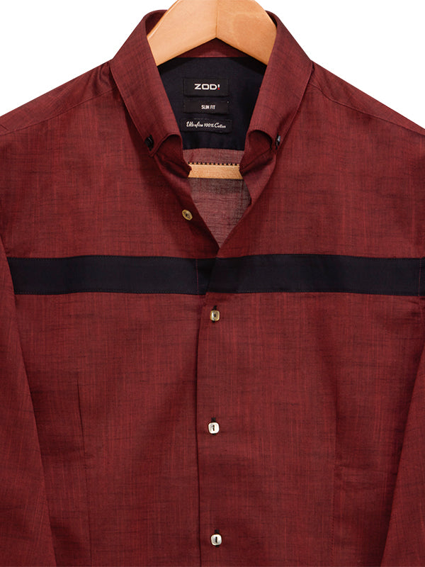 Avicci Rust Solid Full Sleeve Single Cuff Slim Fit Party Wear Cotton Shirt