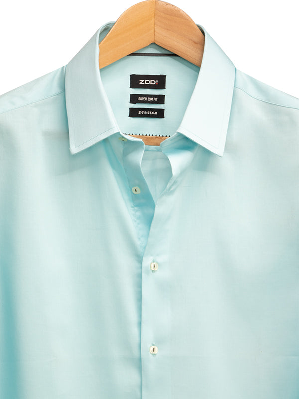 Bercy Mint Solid Full Sleeve Single Cuff Slim Fit Party Wear Blended Shirt