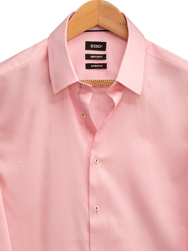 Bercy Pink Solid Full Sleeve Single Cuff Slim Fit Party Wear Blended Shirt