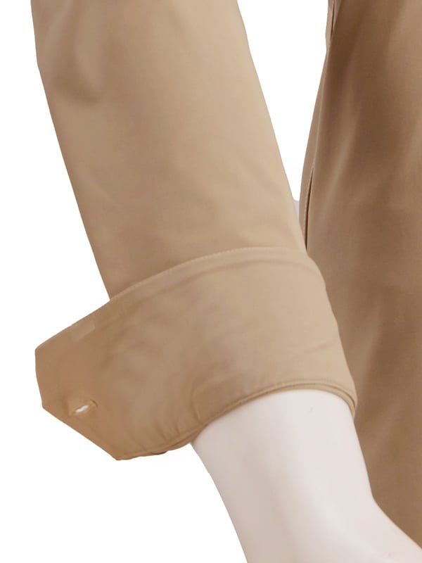 Beyer Beige Techno 4 Way Stretch Solid Full Sleeve Single Cuff Slim Fit Party Wear Blended Shirt