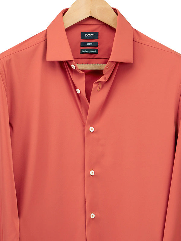 Beyer Rust Techno 4 Way Stretch Solid Full Sleeve Single Cuff Slim Fit Party Wear Blended Shirt