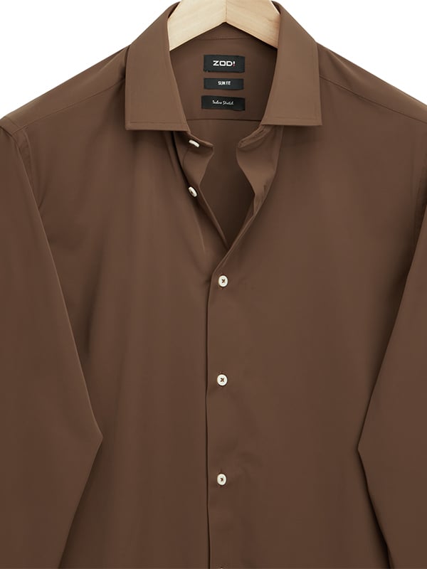 Beyer Brown Techno 4 Way Stretch Solid Full Sleeve Single Cuff Slim Fi –  Zodiac Finest Quality Clothing