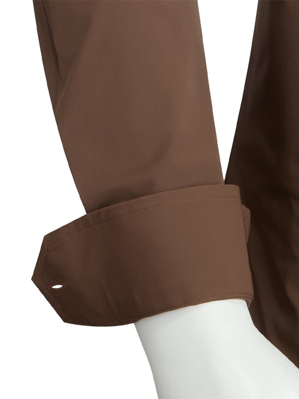 Beyer Brown Techno 4 Way Stretch Solid Full Sleeve Single Cuff Slim Fit Party Wear Blended Shirt