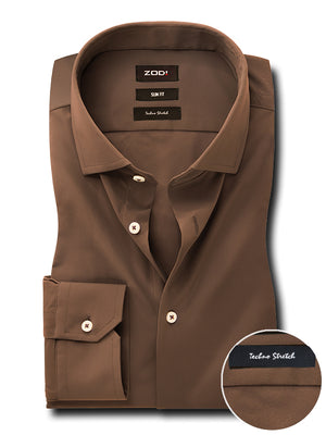 Beyer Brown Techno 4 Way Stretch Solid Full Sleeve Single Cuff Slim Fi –  Zodiac Finest Quality Clothing
