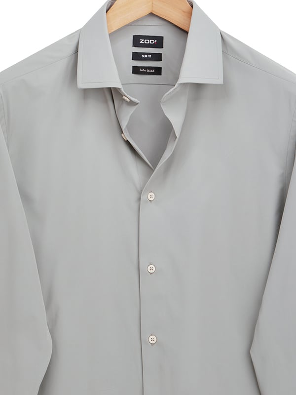 Beyer Light Grey Techno 4 Way Stretch Solid Full Sleeve Single Cuff Slim Fit Party Wear Blended Shirt