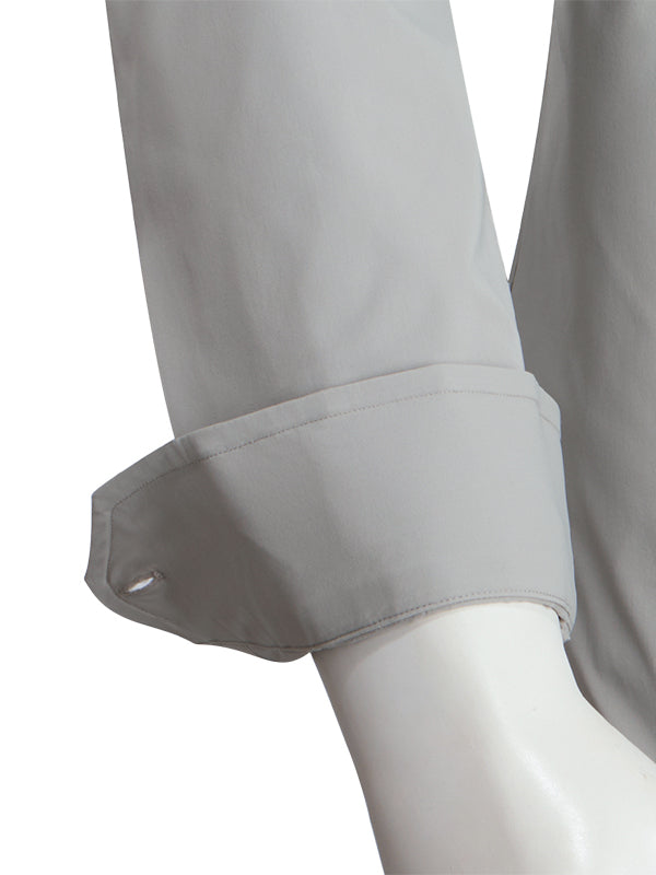 Beyer Light Grey Techno 4 Way Stretch Solid Full Sleeve Single Cuff Slim Fit Party Wear Blended Shirt