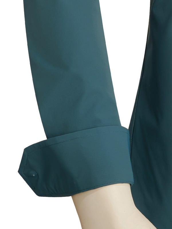Beyer Teal Techno 4 Way Stretch Solid Full Sleeve Single Cuff Slim Fit Party Wear Blended Shirt