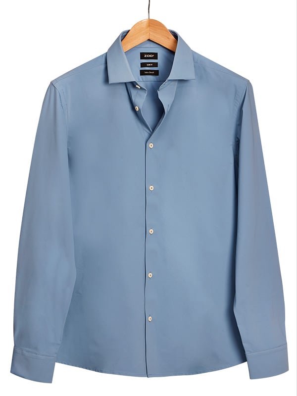 Beyer Blue Techno 4 Way Stretch Solid Full Sleeve Single Cuff Slim Fit Party Wear Blended Shirt
