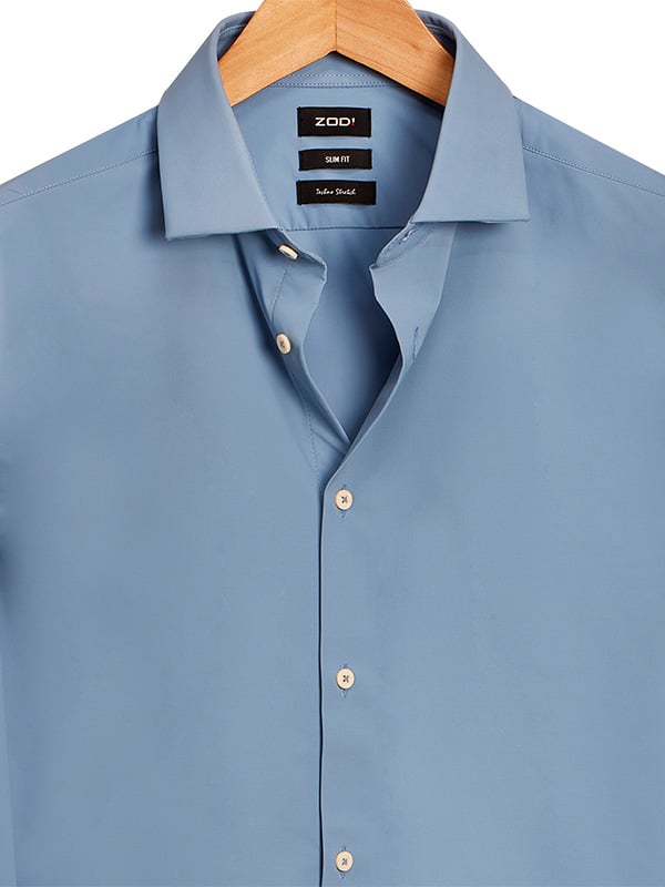 Beyer Blue Techno 4 Way Stretch Solid Full Sleeve Single Cuff Slim Fit Party Wear Blended Shirt