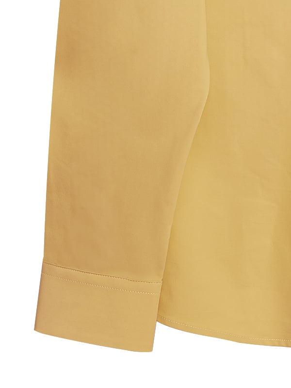Beyer Mustard Techno 4 Way Stretch Solid Full Sleeve Single Cuff Slim Fit Party Wear Blended Shirt