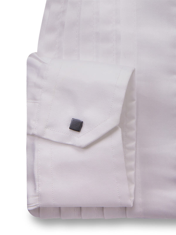 Brosnan White Wing Collar Slim Fit Full Sleeve Single Cuff Cotton Tuxedo Shirt