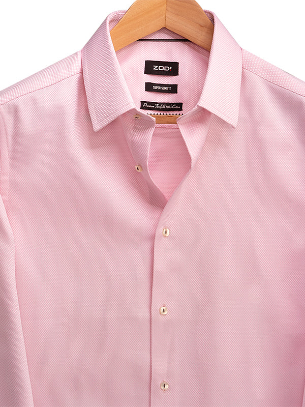 Canary Pink Solid Full Sleeve Single Cuff Slim Fit Party Wear Cotton Shirt