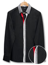 Canoe Black Solid Full Sleeve Single Cuff Slim Fit Party Wear Cotton Shirt