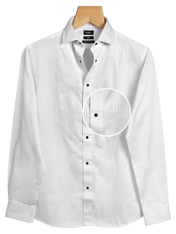 Casino White Slim Fit Full Sleeve Cotton Tuxedo Shirt
