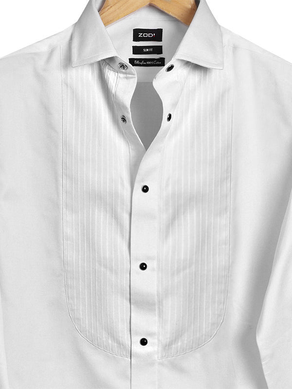 Casino White Slim Fit Full Sleeve Cotton Tuxedo Shirt