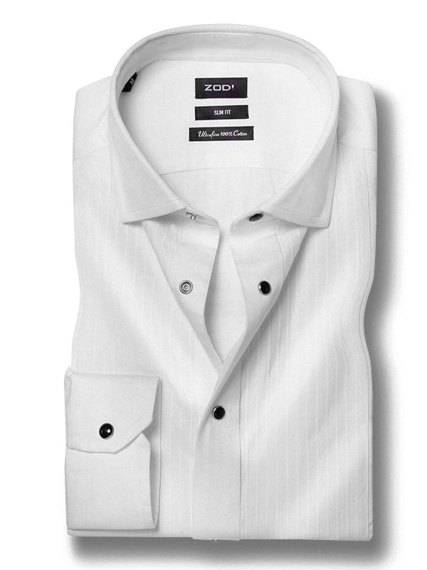 Casino White Slim Fit Full Sleeve Cotton Tuxedo Shirt