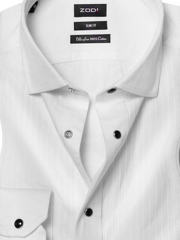 Casino White Slim Fit Full Sleeve Cotton Tuxedo Shirt