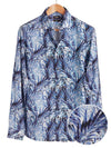 Chico Blue Printed Full Sleeve Single Cuff Slim Fit Party Wear Viscose Shirt