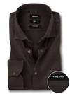 Cox Black 4 Way Knitted Stretch Solid Full Sleeve Single Cuff Slim Fit Party Wear Blended Shirt