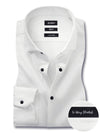 Cox White 4 Way Knitted Stretch Solid Full Sleeve Single Cuff Slim Fit Blended Party Wear Shirt