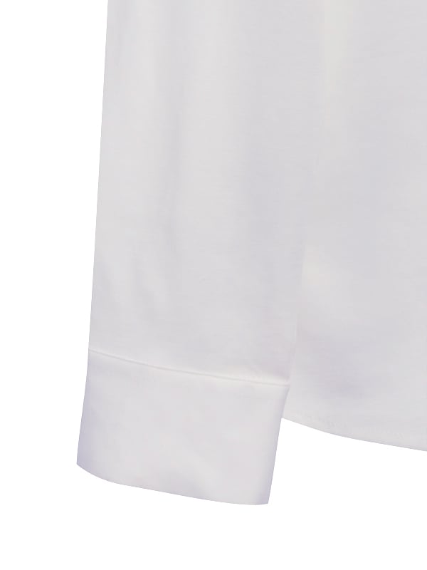 Cox White 4 Way Knitted Stretch Solid Full Sleeve Single Cuff Slim Fit Blended Party Wear Shirt