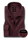 Cox Burgundy 4 Way Knitted Stretch Solid Full Sleeve Single Cuff Slim Fit Blended Party Wear Shirt