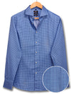 Depp Blue Printed Full Sleeve Single Cuff Slim Fit Party Wear Blended Shirt