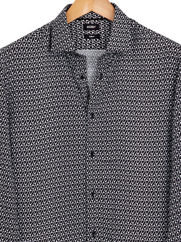 Diablo Black Printed Full Sleeve Single Cuff Slim Fit Party Wear Viscose Shirt