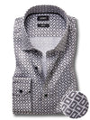 Diablo White Printed Full Sleeve Single Cuff Slim Fit Party Wear Viscose Shirt