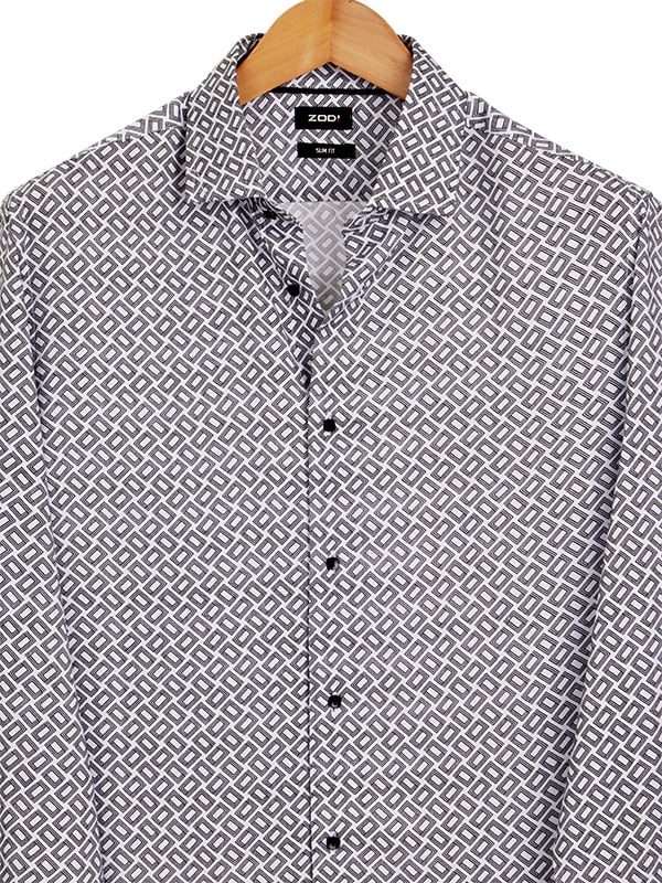 Diablo White Printed Full Sleeve Single Cuff Slim Fit Party Wear Viscose Shirt