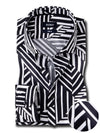 Diablo Black Printed Full Sleeve Single Cuff Slim Fit Party Wear Viscose Shirt