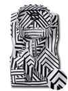 Diablo White Printed Full Sleeve Single Cuff Slim Fit Party Wear Viscose Shirt