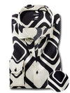 Diablo Cream Printed Full Sleeve Single Cuff Slim Fit Party Wear Viscose Shirt
