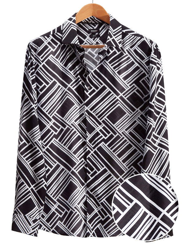 Diablo Black Printed Full Sleeve Single Cuff Slim Fit Party Wear Viscose Shirt