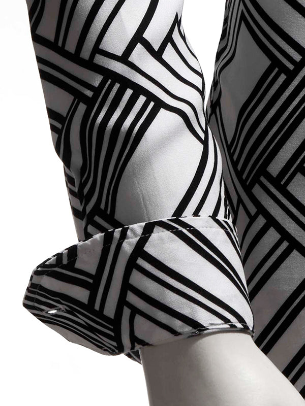 Diablo White Printed Full Sleeve Single Cuff Slim Fit Party Wear Viscose Shirt