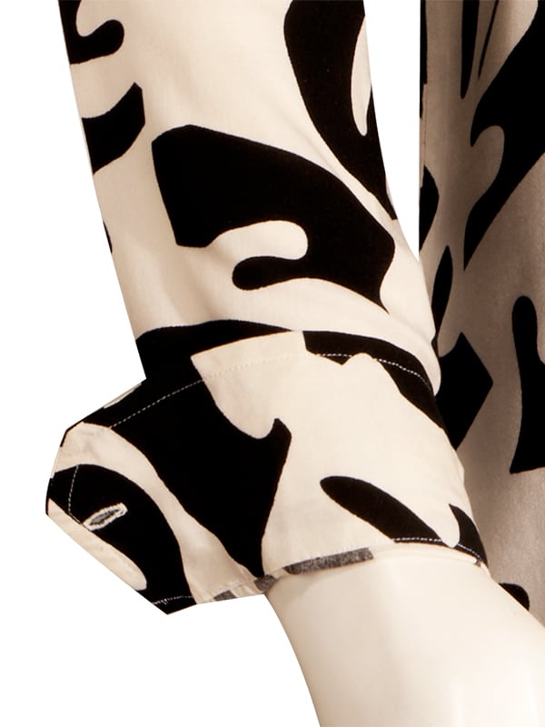 Diablo Cream Printed Full Sleeve Single Cuff Slim Fit Party Wear Viscose Shirt