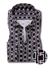 Diablo Black Printed Full Sleeve Single Cuff Slim Fit Party Wear Viscose Shirt