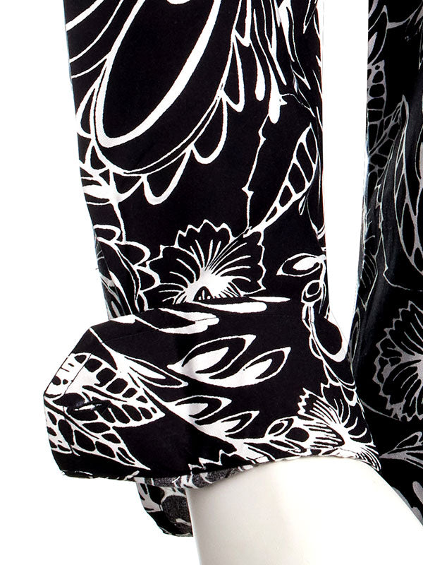 Diablo Black Printed Full Sleeve Single Cuff Slim Fit Party Wear Viscose Shirt