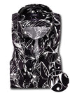 Diablo Black Printed Full Sleeve Single Cuff Slim Fit Party Wear Viscose Shirt