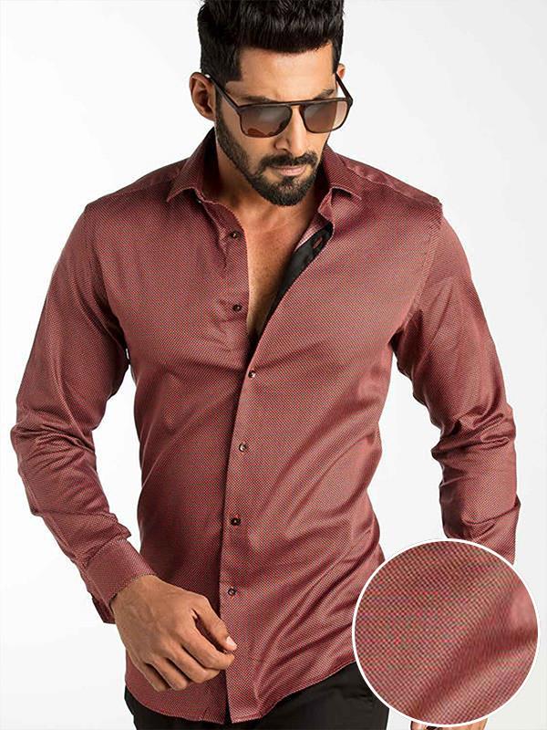 Diego Rust Printed Full Sleeve Single Cuff Slim Fit Party Wear Blended Shirt