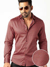 Dominic Rust Printed Full Sleeve Single Cuff Slim Fit Party Wear Blended Shirt