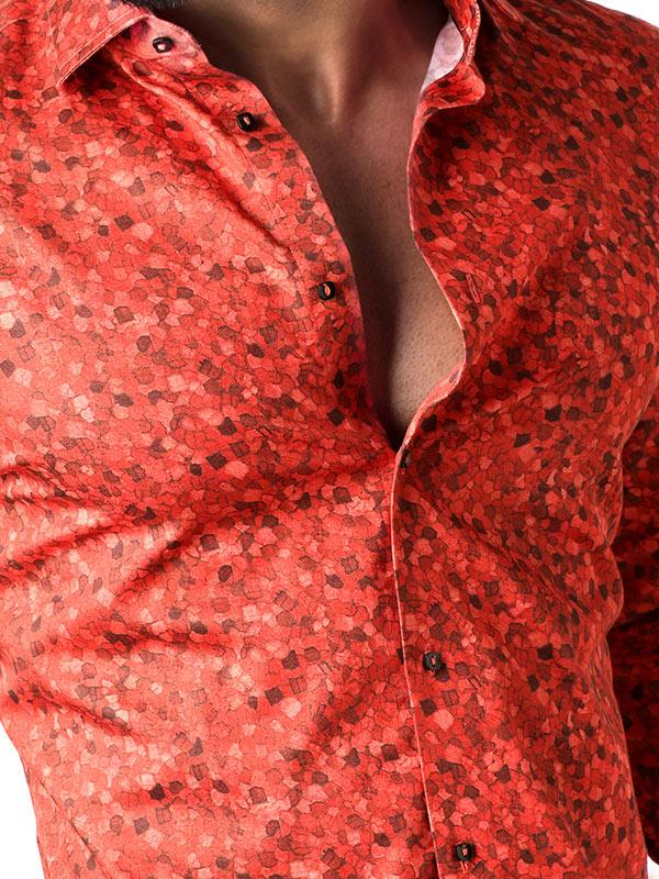 Felix Coral Printed Full Sleeve Single Cuff Slim Fit Party Wear Blended Shirt