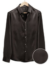 Fidel Black Satin Full Sleeve Single Cuff Slim Fit Party Wear Polyester Shirt