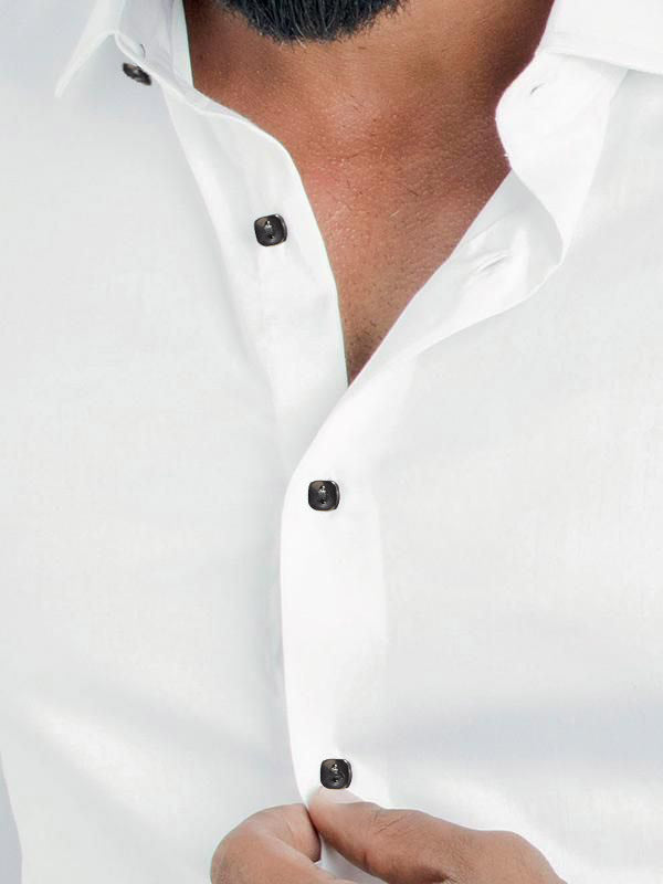 Fidel White Solid Full Sleeve Single Cuff Slim Fit Party Wear Blended Shirt