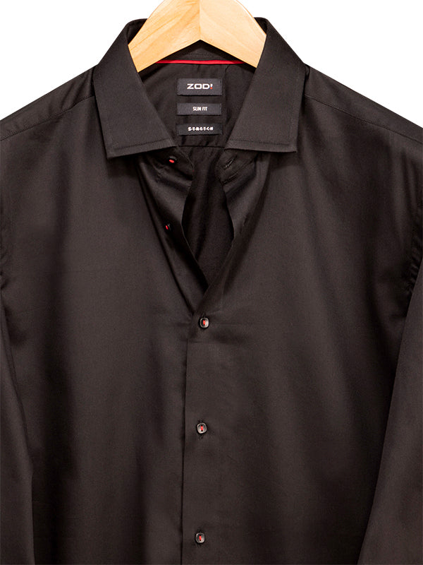 Fidel Black Solid Full Sleeve Single Cuff Slim Fit Party Wear Blended Shirt