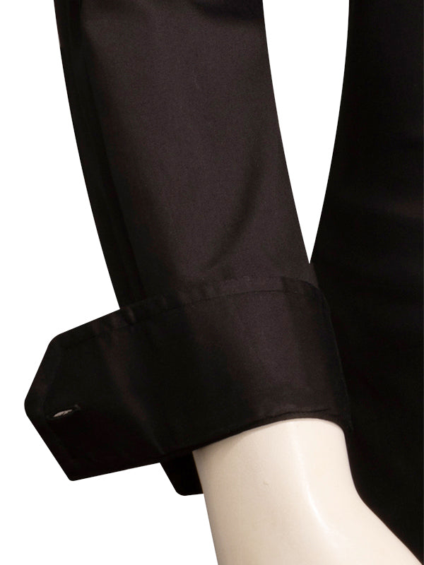 Fidel Black Solid Full Sleeve Single Cuff Slim Fit Party Wear Blended Shirt
