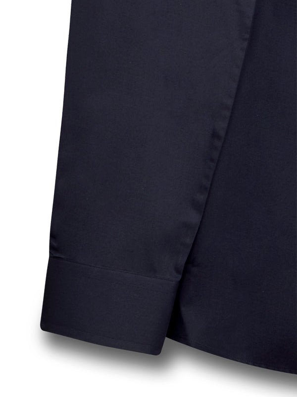 Fidel Navy Solid Full Sleeve Single Cuff Slim Fit Party Wear Blended Shirt