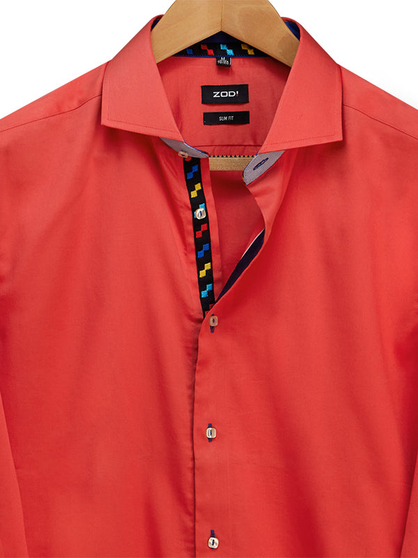 Franco Coral Solid Full Sleeve Single Cuff Slim Fit Party Wear Blended Shirt